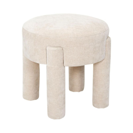 Tabouret d'appoint rembourré beige, tissu toucher doux - EOLIS