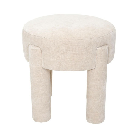Tabouret d'appoint rembourré beige, tissu toucher doux - EOLIS