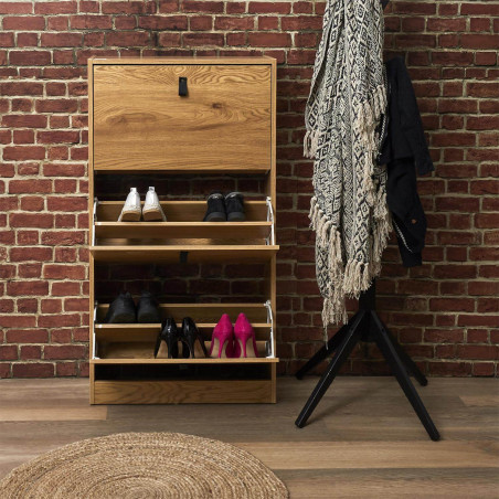 Meuble à Chaussures 3 Portes Effet Bois - CLARO
