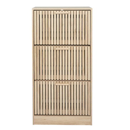 Meuble à chaussures 3 portes basculantes effet bois avec tasseaux - PAJEN