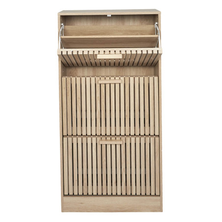 Meuble à chaussures 3 portes basculantes effet bois avec tasseaux - PAJEN