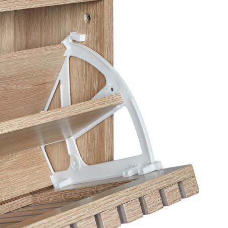 Meuble à chaussures 3 portes basculantes effet bois avec tasseaux - PAJEN