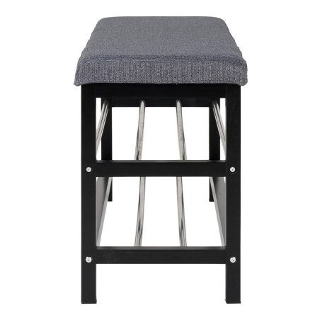 Banc à chaussures acier noir et tissu gris - VENIO