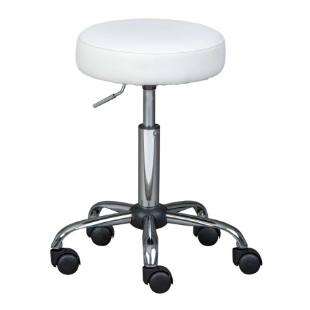 Tabouret pivotant sur roulettes simili blanc - AZURO