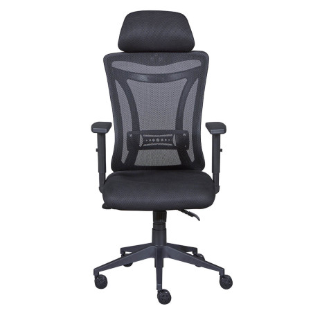 Fauteuil de bureau tissu mesh noir avec appui-tête - SOLANA