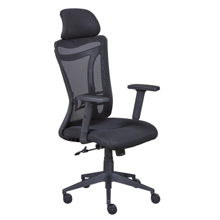 Fauteuil de bureau tissu mesh noir avec appui-tête - SOLANA