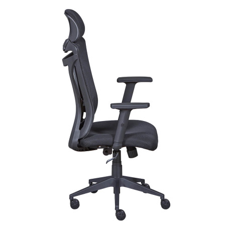 Fauteuil de bureau tissu mesh noir avec appui-tête - SOLANA