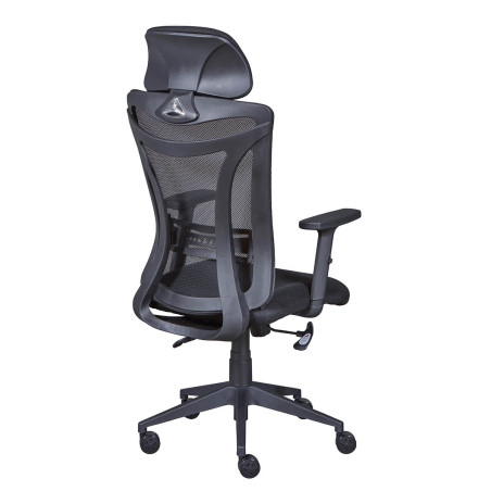 Fauteuil de bureau tissu mesh noir avec appui-tête - SOLANA