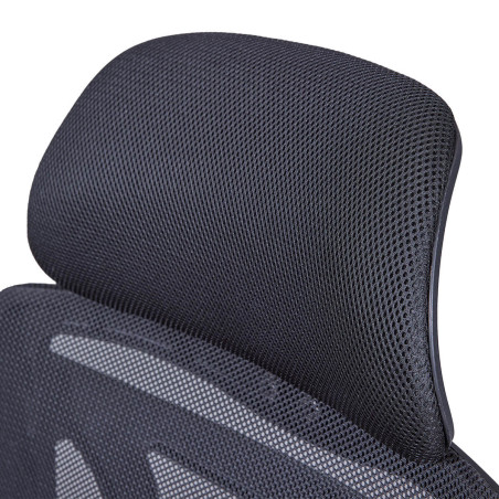 Fauteuil de bureau tissu mesh noir avec appui-tête - SOLANA