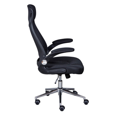 Fauteuil de Bureau Tissu Mesh Noir Appui-Tête Pieds Chromés - WALTA