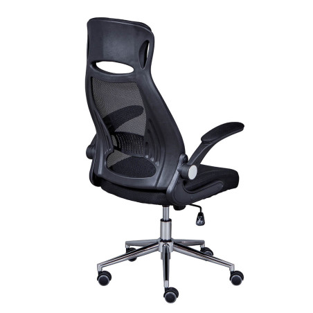 Fauteuil de Bureau Tissu Mesh Noir Appui-Tête Pieds Chromés - WALTA