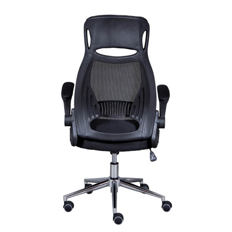 Fauteuil de Bureau Tissu Mesh Noir Appui-Tête Pieds Chromés - WALTA
