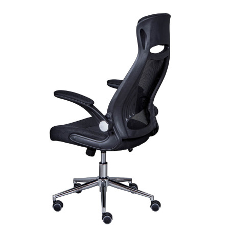 Fauteuil de Bureau Tissu Mesh Noir Appui-Tête Pieds Chromés - WALTA