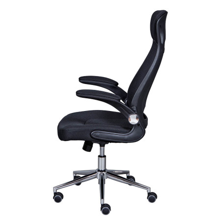 Fauteuil de Bureau Tissu Mesh Noir Appui-Tête Pieds Chromés - WALTA