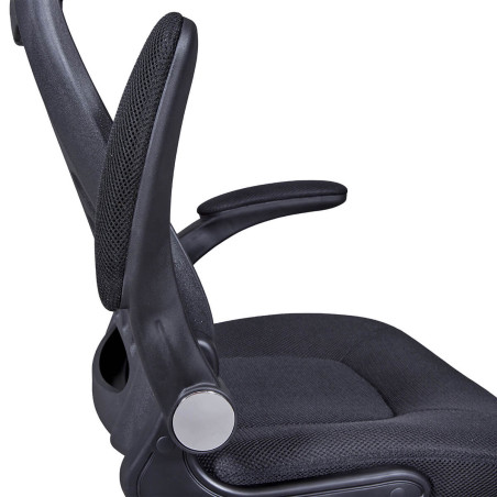 Fauteuil de Bureau Tissu Mesh Noir Appui-Tête Pieds Chromés - WALTA