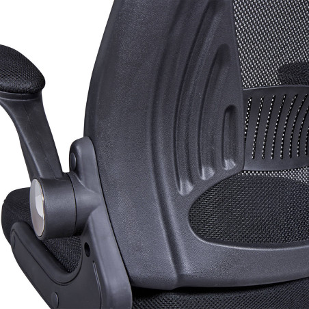 Fauteuil de Bureau Tissu Mesh Noir Appui-Tête Pieds Chromés - WALTA