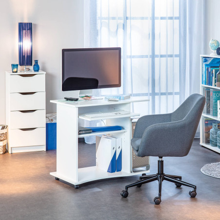 Fauteuil de Bureau sur Roulettes Tissu Gris - VALKAARI