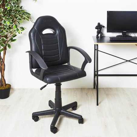 Fauteuil de bureau sur roulettes simili cuir noir - SCORO