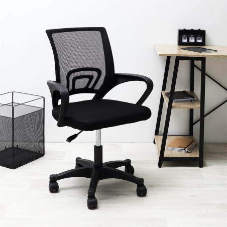 Fauteuil de Bureau Noir sur Roulettes Mesh - WALTO