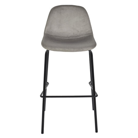 Lot de 2 Tabourets de Bar en Velours Côtelé Gris - KONEN