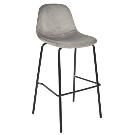 Lot de 2 Tabourets de Bar en Velours Côtelé Gris - KONEN