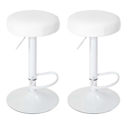 Lot de 2 tabourets réglables simili blanc - SMILEN