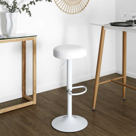 Lot de 2 tabourets réglables simili blanc - SMILEN