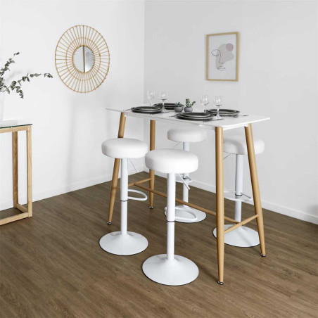 Lot de 2 tabourets réglables simili blanc - SMILEN