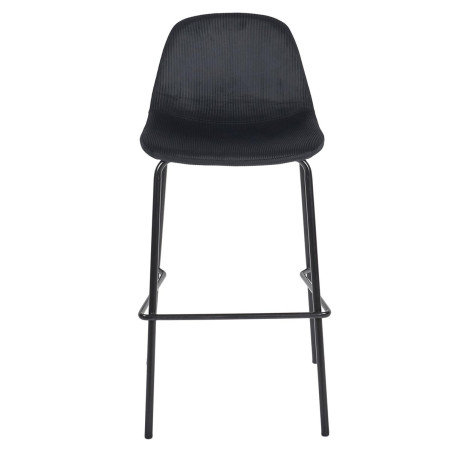 Lot de 2 Tabourets de Bar en Velours Côtelé Noir - KONEN