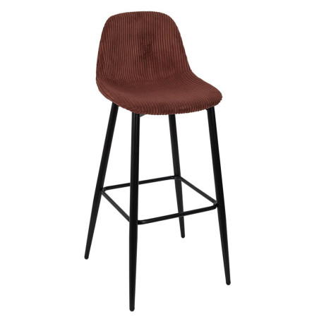 Lot de 2 tabourets de bar en velours côtelé terracotta - AMORA