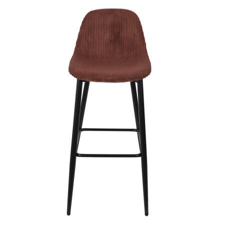 Lot de 2 tabourets de bar en velours côtelé terracotta - AMORA
