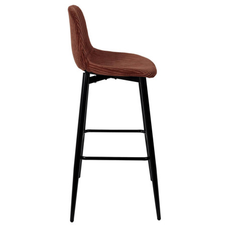 Lot de 2 tabourets de bar en velours côtelé terracotta - AMORA