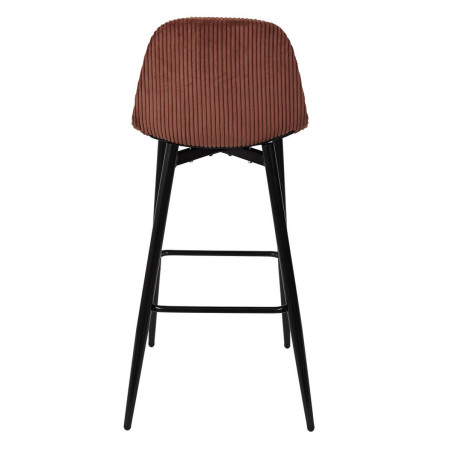 Lot de 2 tabourets de bar en velours côtelé terracotta - AMORA