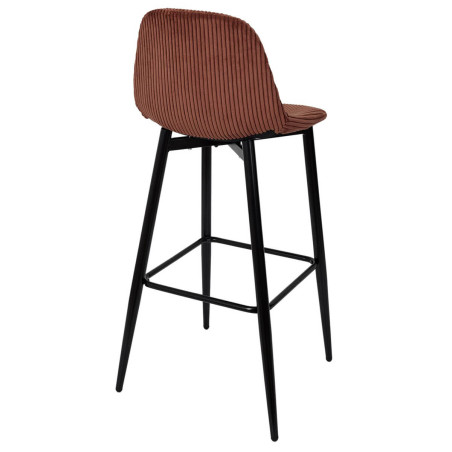 Lot de 2 tabourets de bar en velours côtelé terracotta - AMORA