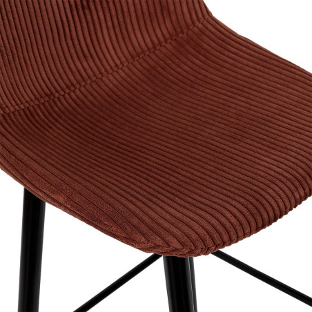 Lot de 2 tabourets de bar en velours côtelé terracotta - AMORA