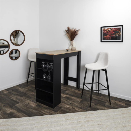 Lot de 2 tabourets de bar en velours côtelé crème - AMORA