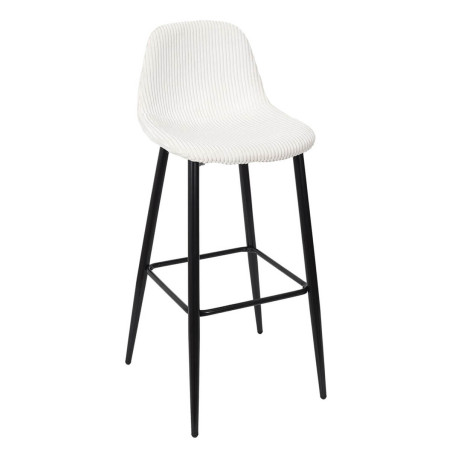 Lot de 2 tabourets de bar en velours côtelé crème - AMORA