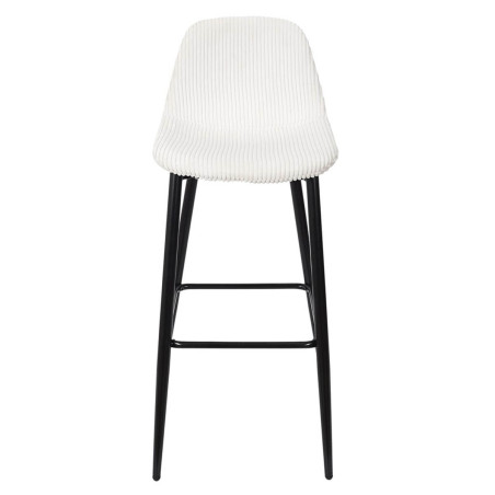 Lot de 2 tabourets de bar en velours côtelé crème - AMORA
