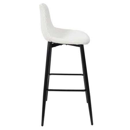 Lot de 2 tabourets de bar en velours côtelé crème - AMORA