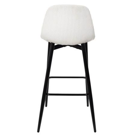 Lot de 2 tabourets de bar en velours côtelé crème - AMORA