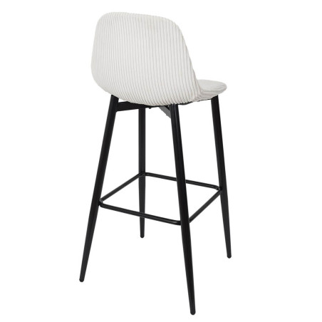 Lot de 2 tabourets de bar en velours côtelé crème - AMORA