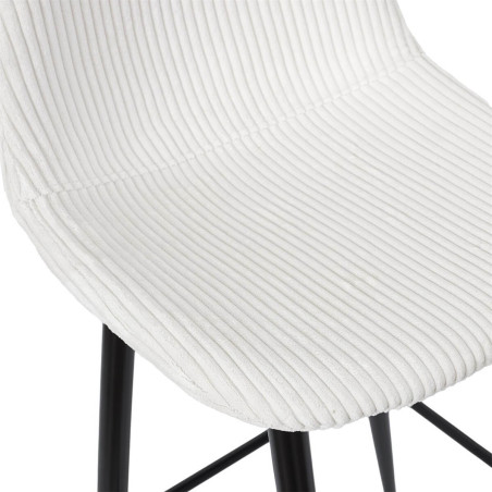 Lot de 2 tabourets de bar en velours côtelé crème - AMORA