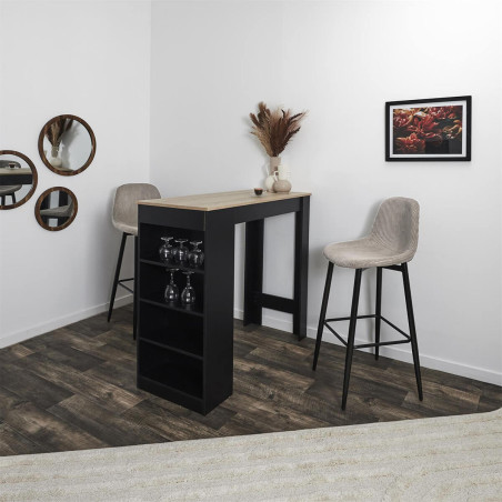 Lot de 2 tabourets de bar en velours côtelé taupe - AMORA