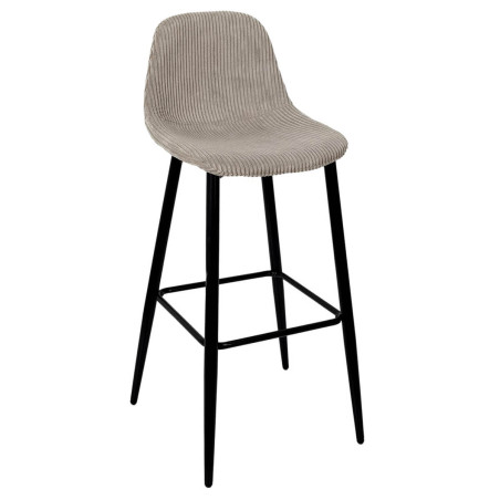 Lot de 2 tabourets de bar en velours côtelé taupe - AMORA