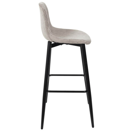 Lot de 2 tabourets de bar en velours côtelé taupe - AMORA