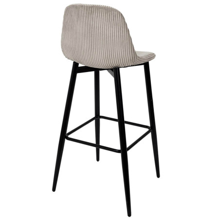 Lot de 2 tabourets de bar en velours côtelé taupe - AMORA