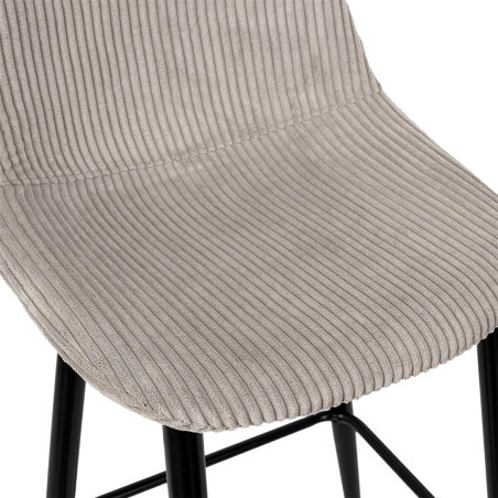 Lot de 2 tabourets de bar en velours côtelé taupe - AMORA
