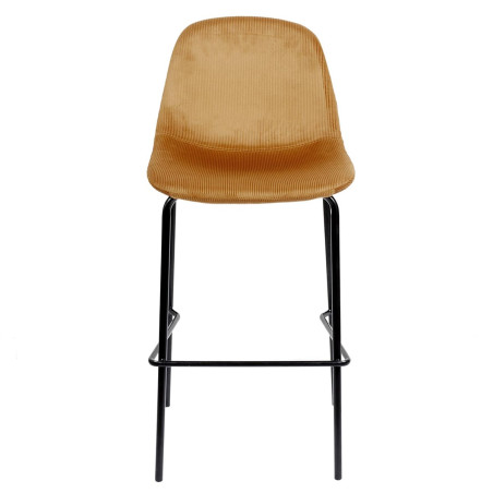 Lot de 2 Tabourets de Bar en Velours Côtelé Ocre - KONEN
