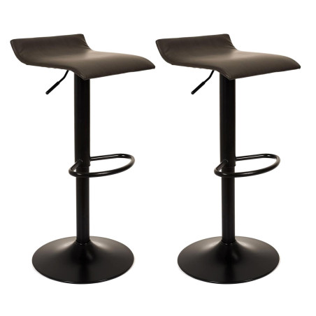 Lot de 2 tabourets simili cuir marron foncé - BOLEN