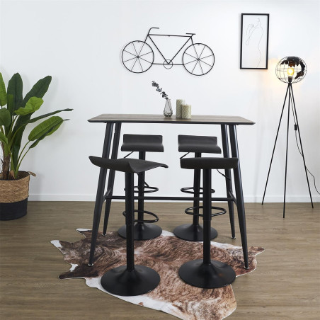 Lot de 2 tabourets simili cuir marron foncé - BOLEN